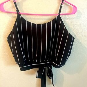 NWOT black & white striped crop tank